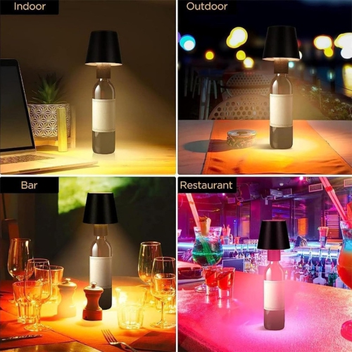 Wireless Bottle Lamp, 2024 New Wireless Wine Bottle Light Head with 3 Modes Light Dimming, Rechargeable Touch Control Wine Bottle Lights