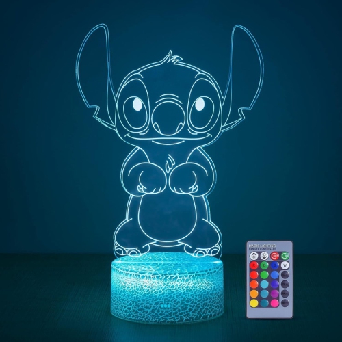 Veilleuse 3D Illusion Stitch : Lumières à cadeaux Stitch avec télécommande et Smart Touch, Stitch Stuff pour la lampe de chambre fille, cadeaux de No