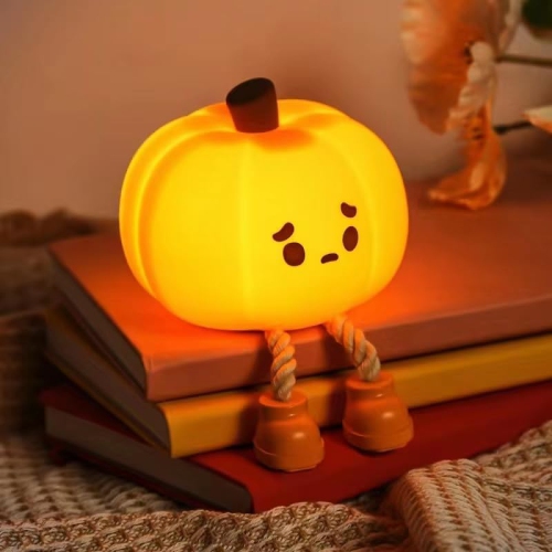 YOULIGHTS  Pumpkin Night Light, Cute Led Lamp, Silicone Dimmable Nursery Nightlight for Kids, Silicone Rechargeable Bedside Touch Lamp, Funny Office