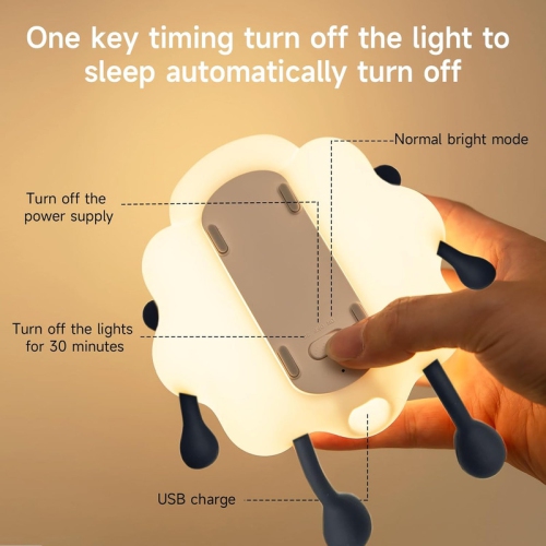 Rechargeable LED Night Light for Kids, 3-Level Dimmable Nursery Nightlight, Food Grade Silicone Squishy Lamp Perfect Bedside Touch Lamp with 30 Min