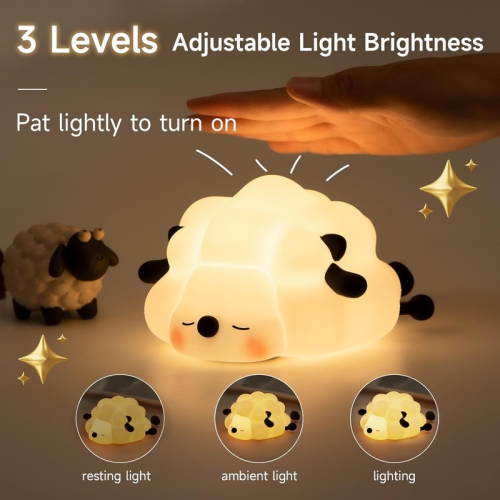 Rechargeable LED Night Light for Kids, 3-Level Dimmable Nursery Nightlight, Food Grade Silicone Squishy Lamp Perfect Bedside Touch Lamp with 30 Min