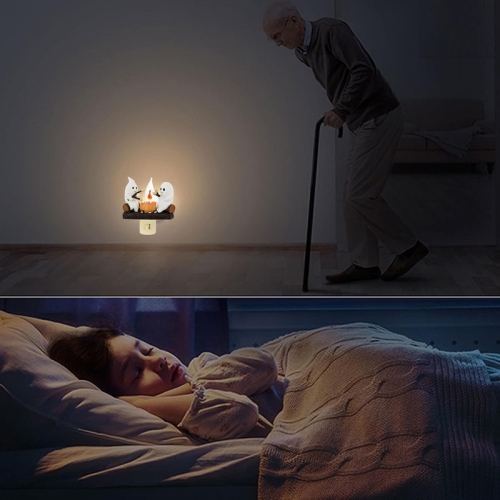 2024 Ghost Campfire Flickering Nightlight,Ghosts Campfire Night Light,3D Spooky Fire Marshmallow Night Light,Halloween Flameless Candles,Spooky