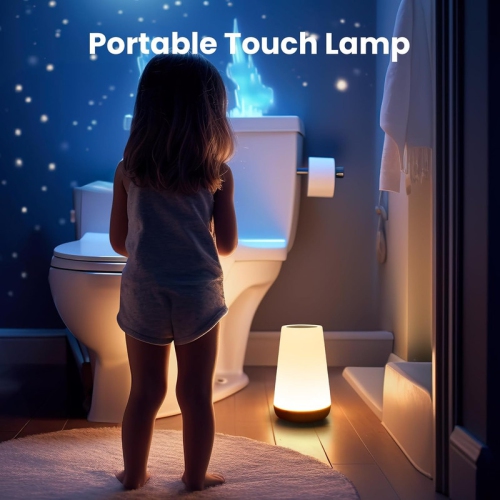 Night Light, Dimmable Touch Lamp for Bedroom, Portable Table Bedside Lamp, 5 Brightness & 13 RGB Colors, Night Lights for Bedroom/Baby