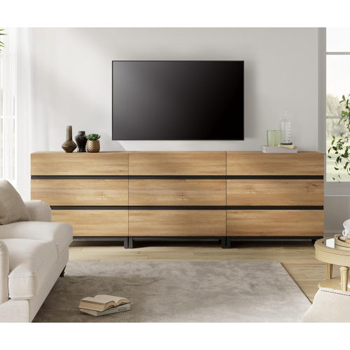 Image 1 of 9.. WAMPAT Modern TV Stand for TVs up to 100 inch, Entertainment Center TV Console with 9 Drawers and Metal Base, Media Console for Living Room, Bedroom,