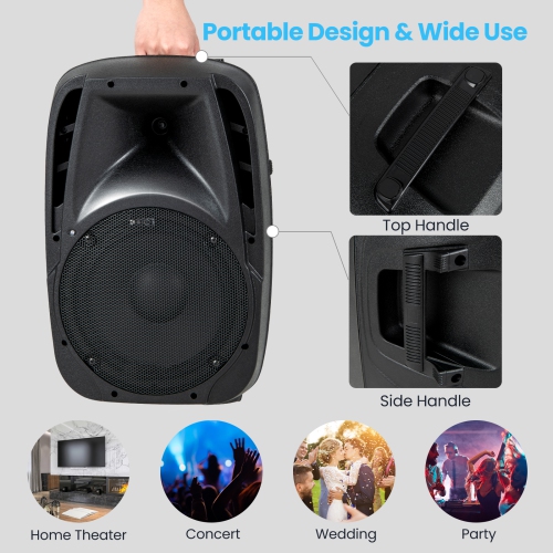 Costway 1600W 2-Way Powered Speakers, Portable PA Speaker System with 2 Speaker Stands and Microphone, Professional DJ Speakers with Bluetooth,