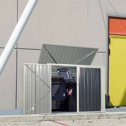 Remise de rangement d'extérieur de Costway, 6 x 3 pi, poubelle tout usage en acier galvanisé, boîte avec charnières Easy Lift, remise verrouillable