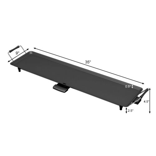 Gril électrique de 35 po de Costway, plaque de cuisson antiadhésive très grande pour le barbecue à crêpes, gril de table d'intérieur d'extérieur avec