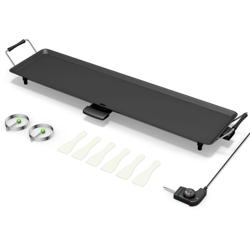 Gril électrique de 35 po de Costway, plaque de cuisson antiadhésive très grande pour le barbecue à crêpes, gril de table d'intérieur d'extérieur avec