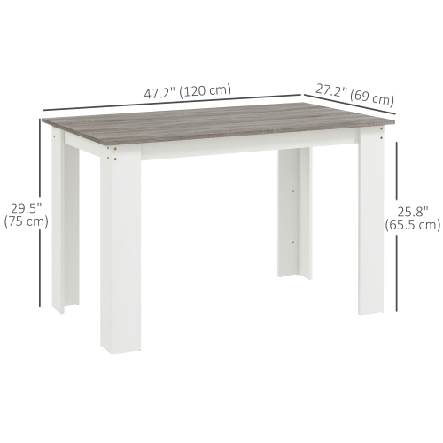 HOMCOM – Table de salle à manger de 47 po pour 4-6 personnes, table de cuisine rectangulaire moderne avec effet bois pour salle à manger,