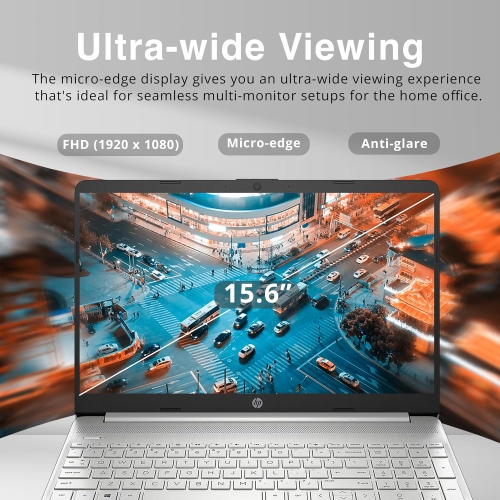 Open Box - HP 15.6" FHD Laptop Computer, Intel Core i3-1125G4, 1TB SSD, 16GB RAM, Intel UHD Graphics, Win 10, Silver, 32GB Hotface USB Card