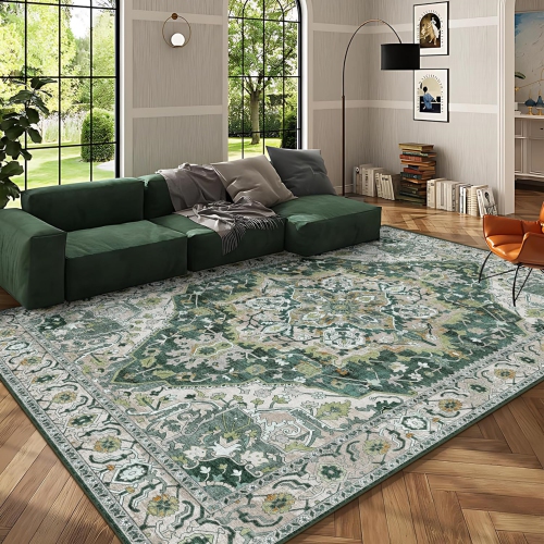 NIERBO  Boho Area Rug 9' X 12' Large Rug for Living Room Bedroom Office Kitchen Entrance Dining Room Non Slip Soft Low-Pile Vintage Rug Bohemian
