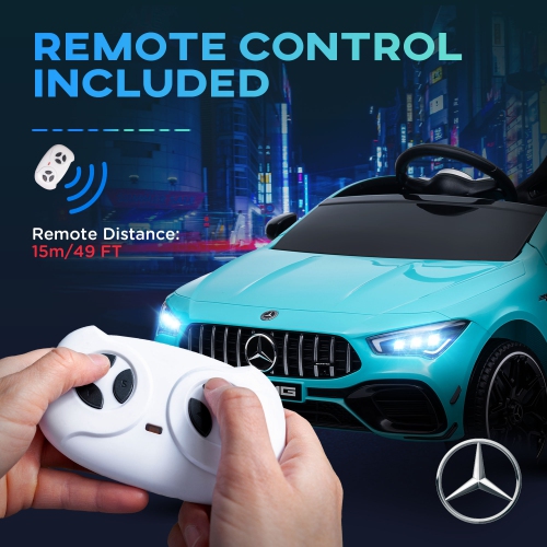 Qaba Mercedes-Benz AMG CLA 45 Licensed 12V Ride on Car, Battery Powered Kids Electric Car with Remote Control, Transport Wheels, Spring Suspension,