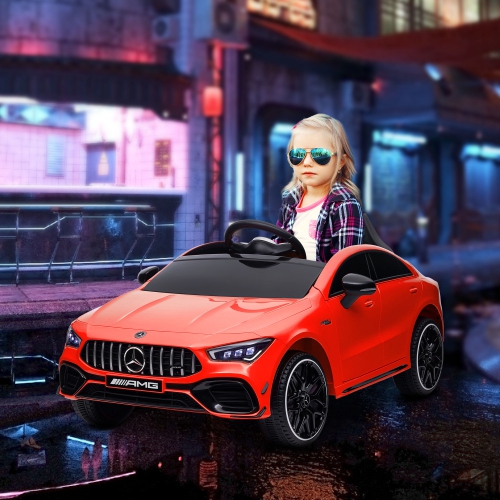 Qaba Mercedes-Benz AMG CLA 45 Licensed 12V Ride on Car, Battery Powered Kids Electric Car with Remote Control, Transport Wheels, Spring Suspension,