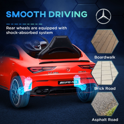 Qaba Mercedes-Benz AMG CLA 45 Licensed 12V Ride on Car, Battery Powered Kids Electric Car with Remote Control, Transport Wheels, Spring Suspension,