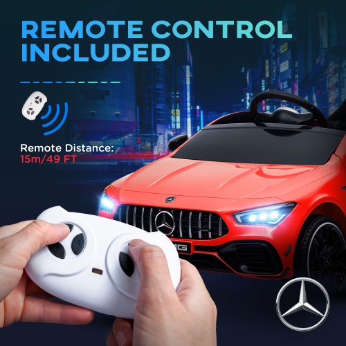 Qaba Mercedes-Benz AMG CLA 45 Licensed 12V Ride on Car, Battery Powered Kids Electric Car with Remote Control, Transport Wheels, Spring Suspension,