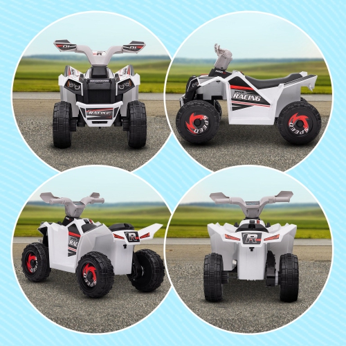 Aosom 6V Kids ATV Quad, Battery Powered Electric Vehicle for Kids with Wear-resistant Wheels, for Boys and Girls Aged 18-36 Months, White