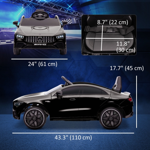 Qaba Mercedes-Benz AMG CLA 45 Licensed 12V Ride on Car, Battery Powered Kids Electric Car with Remote Control, Transport Wheels, Spring Suspension,