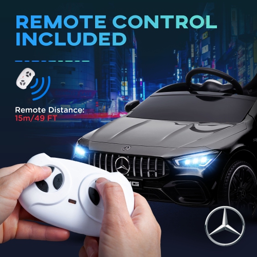 Qaba Mercedes-Benz AMG CLA 45 Licensed 12V Ride on Car, Battery Powered Kids Electric Car with Remote Control, Transport Wheels, Spring Suspension,
