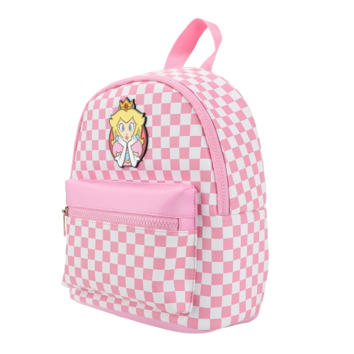 Super Mario Bros. Princess Peach Applique Checkered Mini Backpack