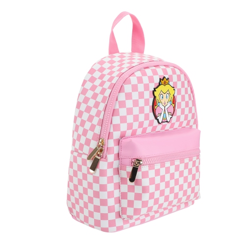 Super Mario Bros. Princess Peach Applique Checkered Mini Backpack