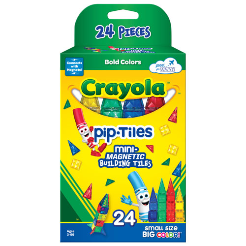 Tuiles de construction magnétiques miniatures Bold Colours Pip-Tiles de Crayola - 24 pièces