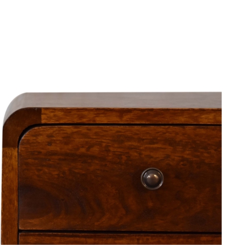 Artisan Furniture Solid Wood Mini Curved Nightstand In Chestnut Finish
