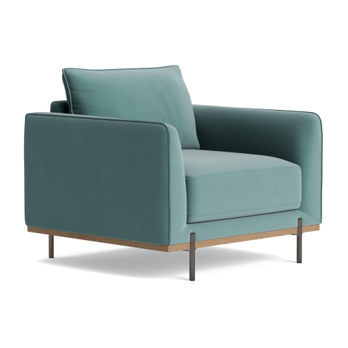 VALENCIA  Azure Velvet Fabric Accent Chair In Sky Blue