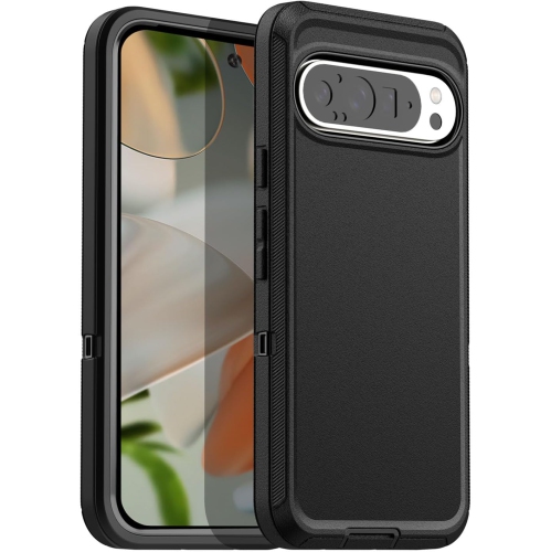 [CS] Triple 3 Layers Shockproof Heavy Duty Defender Hard Case for Google Pixel 9 Pro XL, Black