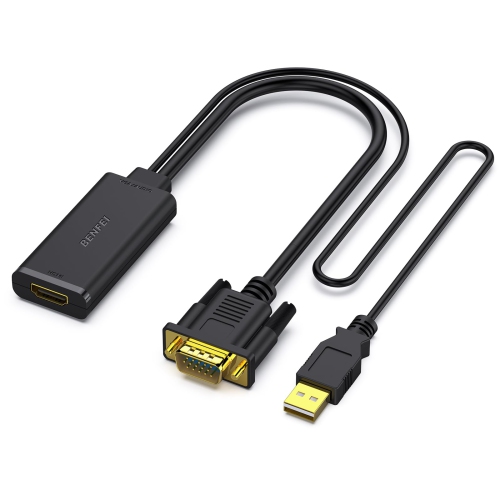 BENFEI VGA to HDMI Adapter, 1080P Converter with Audio from Computer/Laptop VGA Source to HDMI TV/Monitor