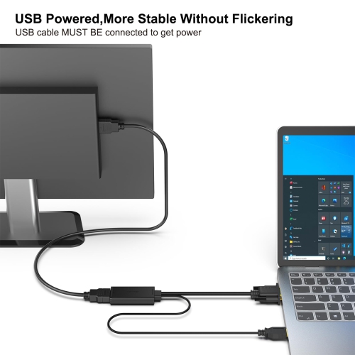 Adaptateur VGA à HDMI BENFEI, 1080p avec audio, source VGA vers téléviseur/moniteur HDMI