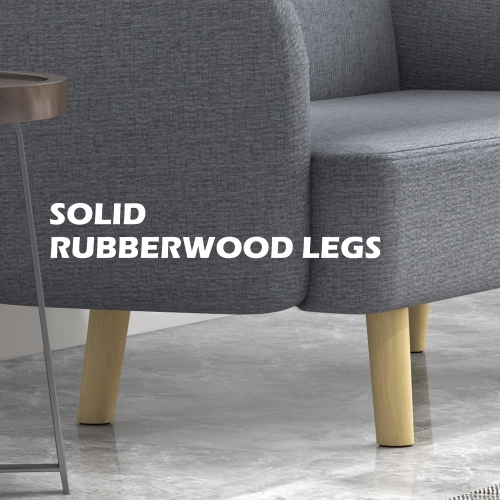 HOMCOM 55" Loveseat Sofa, 2 Seater Velvet Sofa Couch with 8.3" Thick Padding and Rubber Wood Legs, Upholstered Love Seat for Living Room, Bedroom,