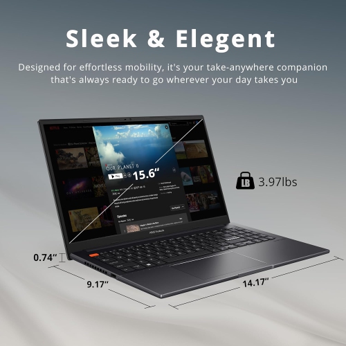 ASUS VivoBook S 15 Slim 15.6" FHD Laptop, AMD Ryzen 7 5800H, 2TB SSD, 8GB RAM, AMD Radeon Graphics, Windows 11 Home, Indie Black, 128GB Docking