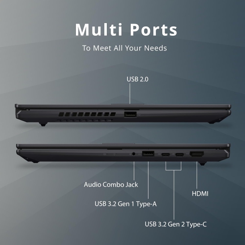 ASUS VivoBook S 15 Slim 15.6" FHD Laptop, AMD Ryzen 7 5800H, 512GB SSD, 8GB RAM, AMD Radeon Graphics, Windows 11 Home, Indie Black, 128GB Docking
