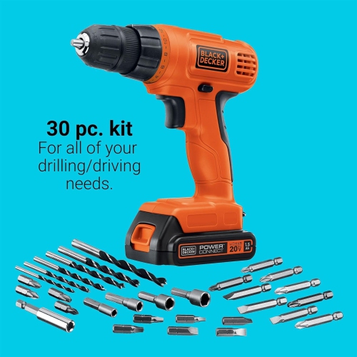 BLACK+DECKER 20V MAX* POWERECONNECT Cordless Drill/Driver + 30 pc. Kit