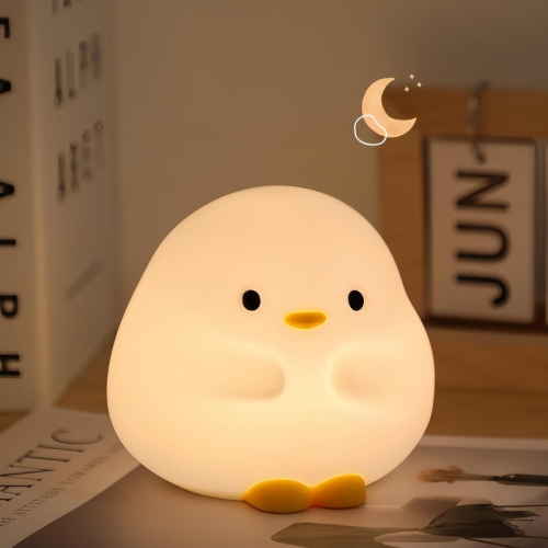 DuDu Duck Night Light, Cute Duck Lamp, Squishy Silicone Nightlight for Baby Nursery with 30 Minutes Timer, with Touch Control for Bedrooms, Living