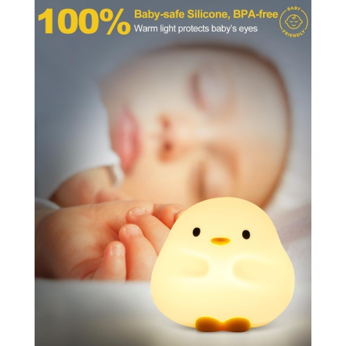 DuDu Duck Night Light, Cute Duck Lamp, Squishy Silicone Nightlight for Baby Nursery with 30 Minutes Timer, with Touch Control for Bedrooms, Living