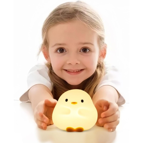 DuDu Duck Night Light, Cute Duck Lamp, Squishy Silicone Nightlight for Baby Nursery with 30 Minutes Timer, with Touch Control for Bedrooms, Living