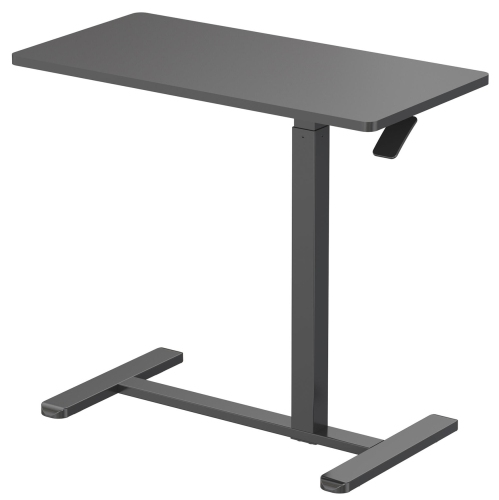 Adjustable Height Overbed Table, C Shape Mobile Standing Desk Bedside Sofa Side Table with Hidden Wheels