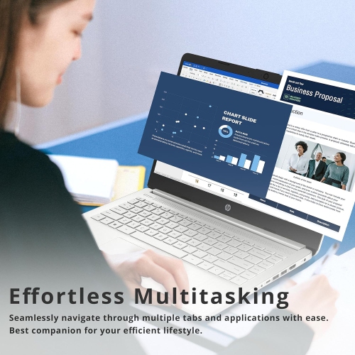 HP 14" FHD Anti-Glare Laptop - Intel Core i3-1215U - 8GB DDR4 - 512GB SSD - Intel UHD - Windows 11 - Silver - 32GB Hotface USB Card by HP - Refurbished condition - Image 5