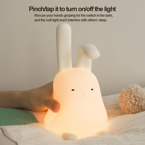 Cute Bunny Lamp, Kawaii LED Desk Decor Nightlight with Phone Stand Feature, Super Squishy Silicone Portable Light with Timer, Xmas Birthday Ideal
