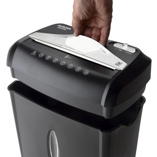 Aurora – Déchiqueteuse AU875XA pour papier et cartes de crédit avec corbeille de 3,7 gallons, coupe croisée de 8 feuilles avec panier