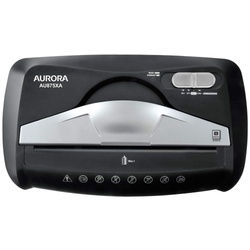 Aurora – Déchiqueteuse AU875XA pour papier et cartes de crédit avec corbeille de 3,7 gallons, coupe croisée de 8 feuilles avec panier
