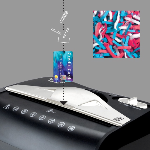 Aurora – Déchiqueteuse AU875XA pour papier et cartes de crédit avec corbeille de 3,7 gallons, coupe croisée de 8 feuilles avec panier