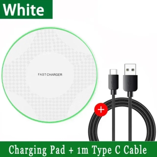 NONE  100W Fast Wireless Charger Pad for Iphone 14 13 12 15 Pro Max Samsung Galaxy S24 S23 S22 S21 Xiaomi Wireless Charging Station With Cable In White