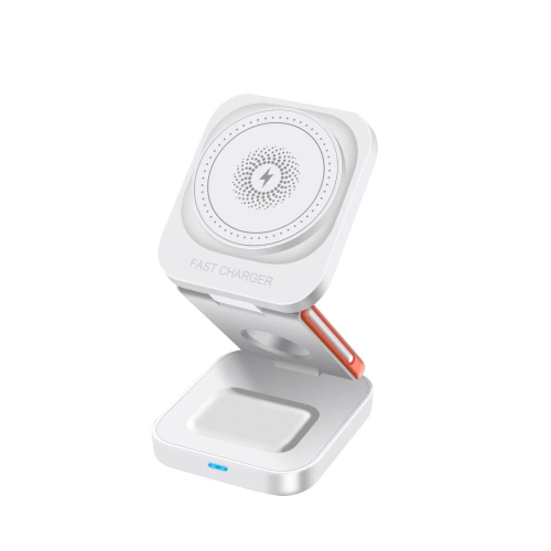 NONE  3 In 1 Magnetic Wireless Charger Stand for Iphone 15 14 13 Pro Max Iwatch Airpods 3/2 Foldable Fast Charging Holder Dock Station In White
