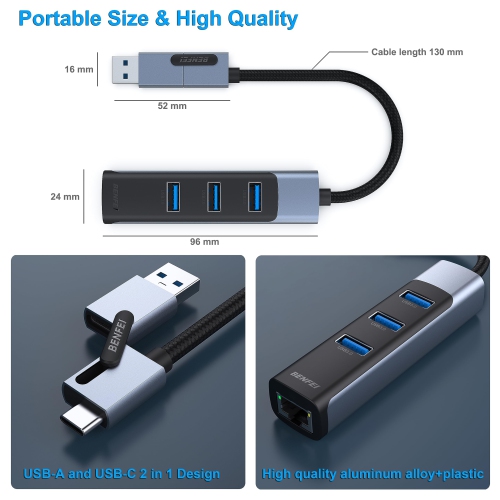BENFEI USB-C/USB 3.0 to Gigabit Ethernet(RJ45) Adapter