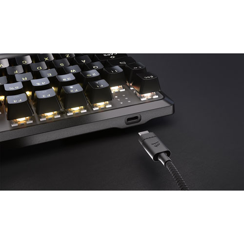Clavier de jeu sans pavé numérique avec fil rétroéclairé à commutateurs mécaniques linéaires Red K70 CORE de Corsair - Noir