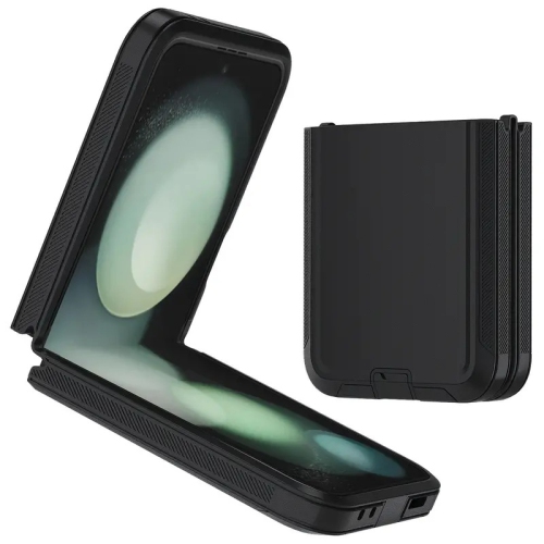 [CS] Triple 3 Layers Shockproof Heavy Duty Defender Hard Case for Samsung Galaxy Z Flip 6, Black