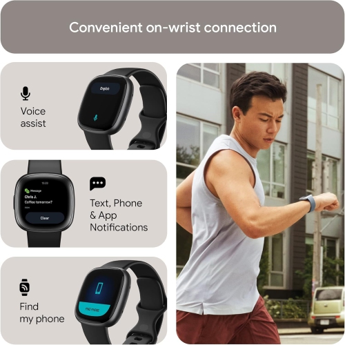 Remis à neuf - montre intelligente de mise en forme Versa 4 de Fitbit pour hommes et femmes avec préparation quotidienne, GPS, fréquence cardiaque
