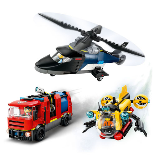 LEGO City: Helicopter, Fire Truck & Submarine Remix - 874 Pieces